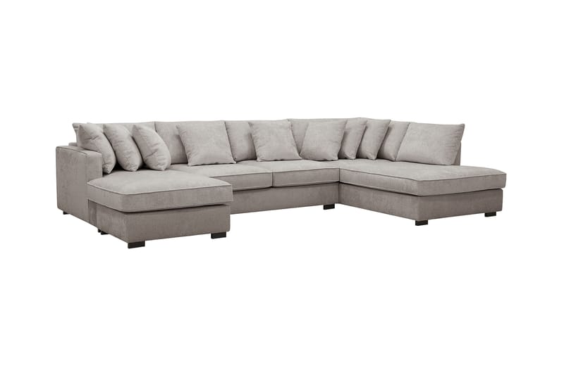 Rossita 5-seters Høyrevendt U-formet Dyp Sofa med Divan og Sjeselong i Chenille - Grå / Brun - Møbler - Sofaer - U-sofa