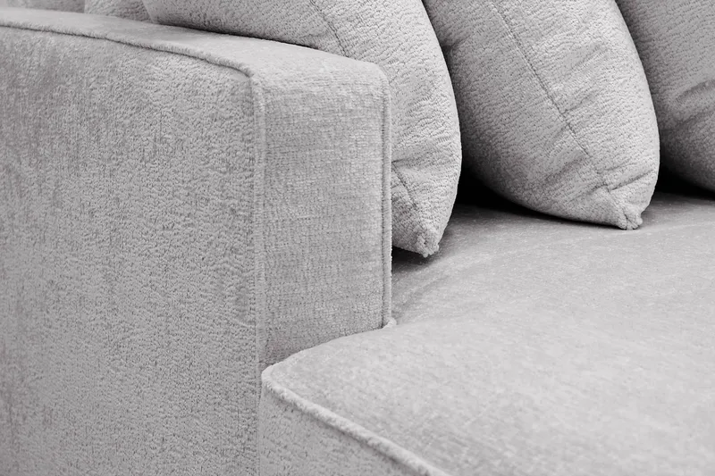 Rossita 5-seters Høyrevendt U-formet Dyp Sofa med Divan og Sjeselong i Chenille - Grå - Møbler - Sofaer - U-sofa