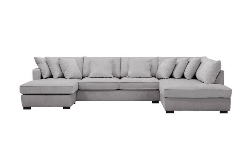 Rossita 5-seters Høyrevendt U-formet Dyp Sofa med Divan og Sjeselong i Chenille - Grå - Møbler - Sofaer - U-sofa