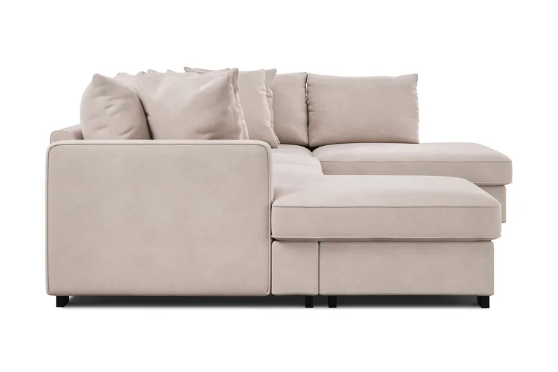 Rossita 5-seters Høyrevendt U-formet Dyp Sofa med Divan og Sjeselong i Fløyel - Beige - Møbler - Sofaer - U-sofa