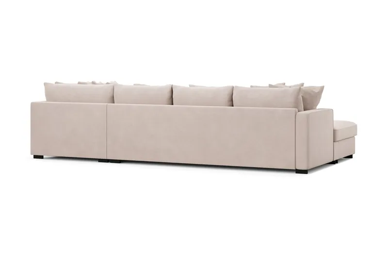 Rossita 5-seters Høyrevendt U-formet Dyp Sofa med Divan og Sjeselong i Fløyel - Beige - Møbler - Sofaer - U-sofa