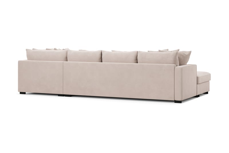 Rossita 5-seters Høyrevendt U-formet Dyp Sofa med Divan og Sjeselong i Fløyel - Beige - Møbler - Sofaer - U-sofa