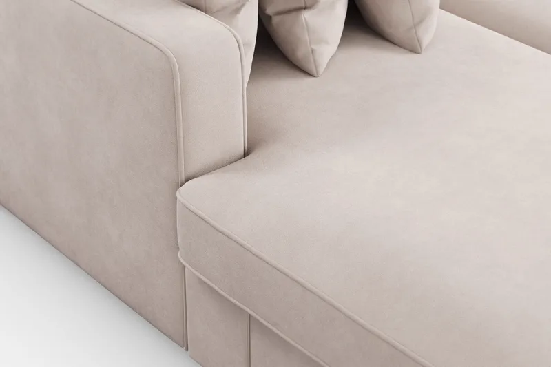 Rossita 5-seters Høyrevendt U-formet Dyp Sofa med Divan og Sjeselong i Fløyel - Beige - Møbler - Sofaer - U-sofa