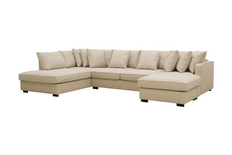 Rossita 5-seters Venstrevendt U-formet Dyp Sofa med Divan og Sjeselong i Bouclé - Beige - Møbler - Sofaer - U-sofa