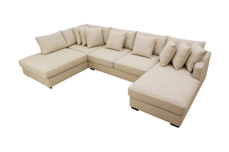 Rossita 5-seters Venstrevendt U-formet Dyp Sofa med Divan og Sjeselong i Bouclé - Beige - Møbler - Sofaer - U-sofa