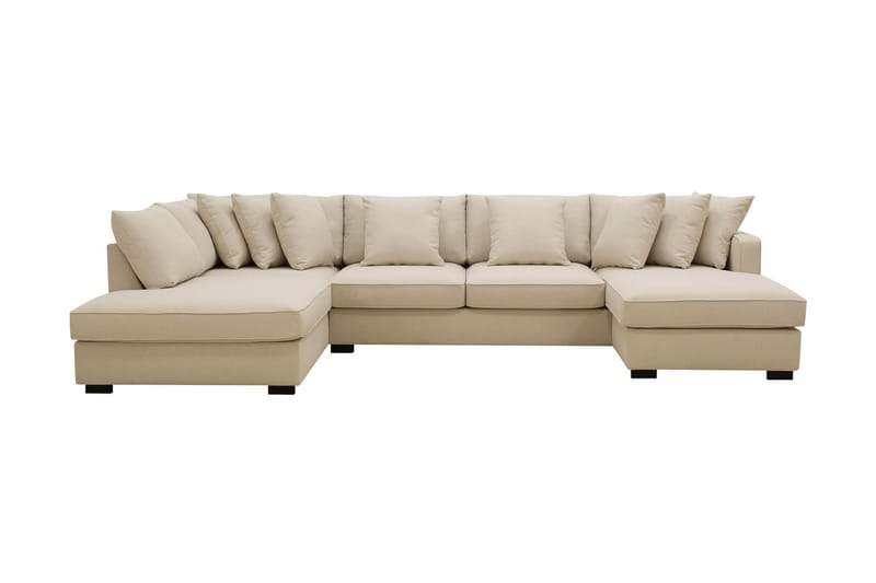 Rossita 5-seters Venstrevendt U-formet Dyp Sofa med Divan og Sjeselong i Bouclé - Beige - Møbler - Sofaer - U-sofa