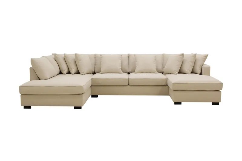 Rossita 5-seters Venstrevendt U-formet Dyp Sofa med Divan og Sjeselong i Bouclé - Beige - Møbler - Sofaer - U-sofa