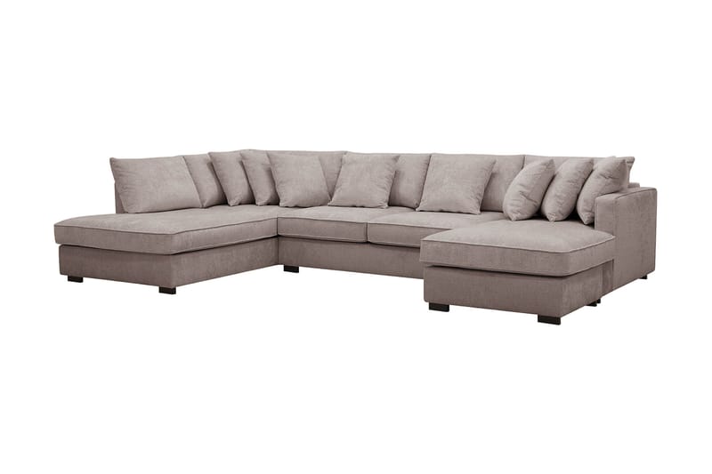 Rossita 5-seters Venstrevendt U-formet Dyp Sofa med Divan og Sjeselong i Chenille - Grå / Brun - Møbler - Sofaer - U-sofa