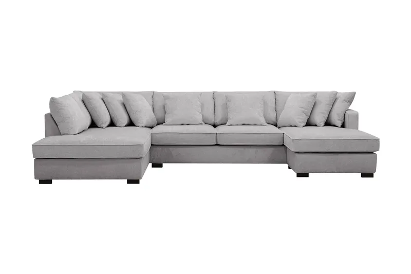 Rossita 5-seters Venstrevendt U-formet Dyp Sofa med Divan og Sjeselong i Chenille - Grå - Møbler - Sofaer - U-sofa