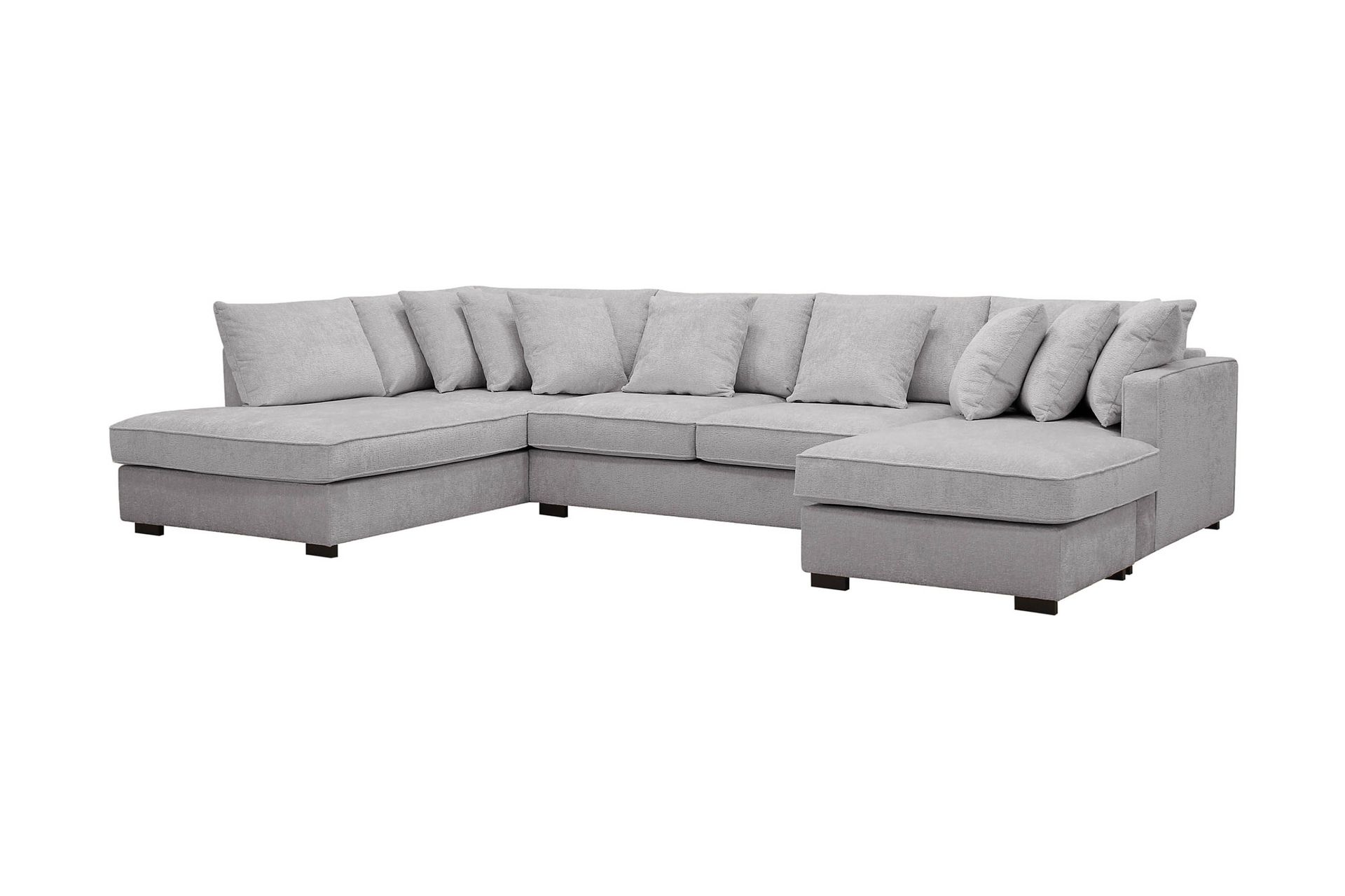 Rossita 5-seters Venstrevendt U-formet Dyp Sofa med Divan og Sjeselong i Chenille - Grå - Møbler - Sofaer - U-sofa