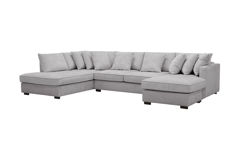 Rossita 5-seters Venstrevendt U-formet Dyp Sofa med Divan og Sjeselong i Chenille - Grå - Møbler - Sofaer - U-sofa
