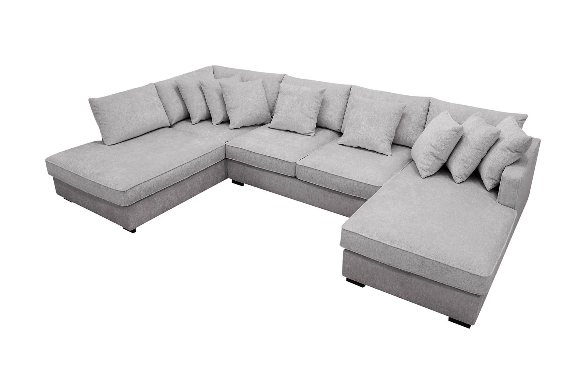 Rossita 5-seters Venstrevendt U-formet Dyp Sofa med Divan og Sjeselong i Chenille - Grå - Møbler - Sofaer - U-sofa