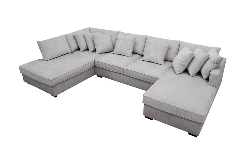 Rossita 5-seters Venstrevendt U-formet Dyp Sofa med Divan og Sjeselong i Chenille - Grå - Møbler - Sofaer - U-sofa
