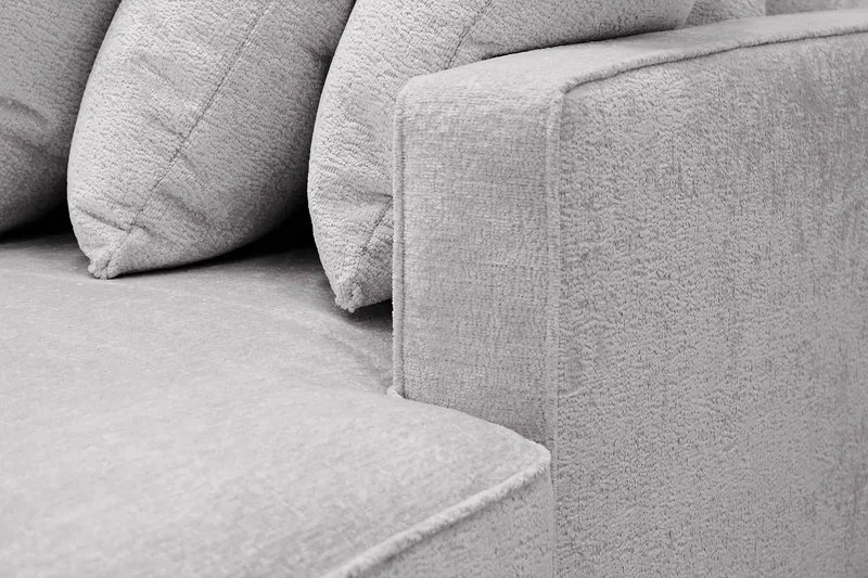 Rossita 5-seters Venstrevendt U-formet Dyp Sofa med Divan og Sjeselong i Chenille - Grå - Møbler - Sofaer - U-sofa