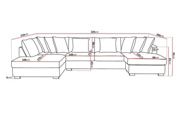 Rossita 5-seters Venstrevendt U-formet Dyp Sofa med Divan og Sjeselong i Chenille - Trenza 06, Beige Chenille - Møbler - Sofaer - U-sofa