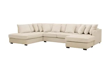 Rossita 5-seters Venstrevendt U-formet Dyp Sofa med Divan og Sjeselong i Chenille - Trenza 06, Beige Chenille - Møbler - Sofaer - U-sofa