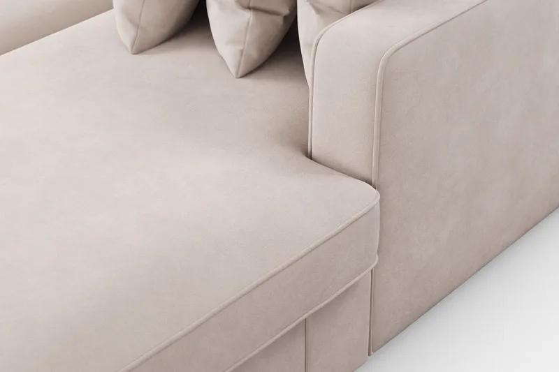 Rossita 5-seters Venstrevendt U-formet Dyp Sofa med Divan og Sjeselong i Fløyel - Beige - Møbler - Sofaer - U-sofa