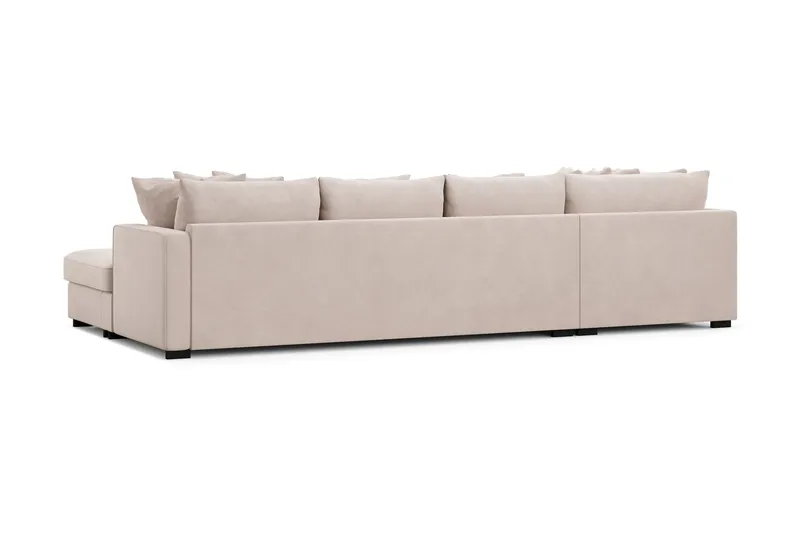 Rossita 5-seters Venstrevendt U-formet Dyp Sofa med Divan og Sjeselong i Fløyel - Beige - Møbler - Sofaer - U-sofa