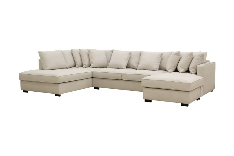 Rossita 5-seters Venstrevendt U-formet Dyp Sofa med Divan og Sjeselong i Stoff - Beige - Møbler - Sofaer - U-sofa