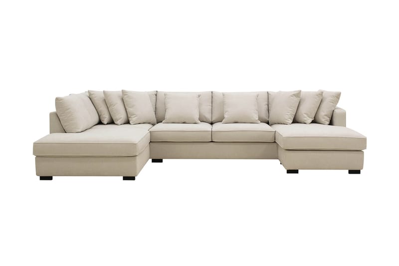Rossita 5-seters Venstrevendt U-formet Dyp Sofa med Divan og Sjeselong i Stoff - Beige - Møbler - Sofaer - U-sofa