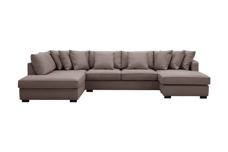 Rossita 5-seters Venstrevendt U-formet Dyp Sofa med Divan og Sjeselong i Stoff - Brun - Møbler - Sofaer - U-sofa