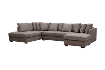 Rossita 5-seters Venstrevendt U-formet Dyp Sofa med Divan og Sjeselong i Stoff - Brun - Møbler - Sofaer - U-sofa