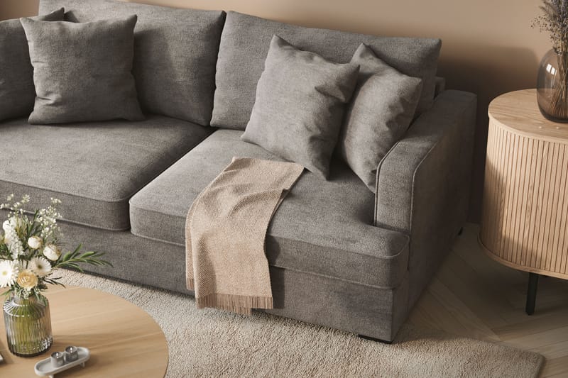 Rossita Dyp 3-seters sofa i chenille - Lys Grå - Møbler - Sofaer - Sofa 3 seter