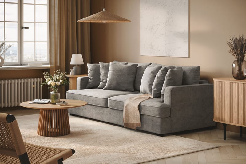 Rossita Dyp 4-seters sofa i chenille - Lys Grå - Møbler - Sofaer - 4 seter sofa