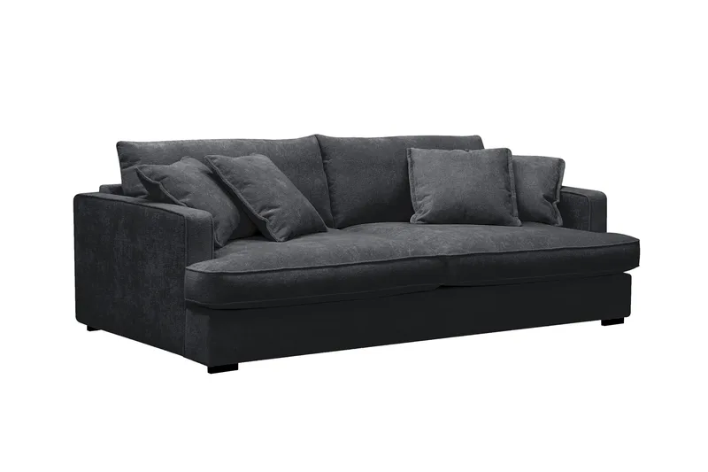 Rossita Lyx 2,5-seters ekstra dyp sofa i chenille - Svart - Møbler - Sofaer - Sofa 3 seter