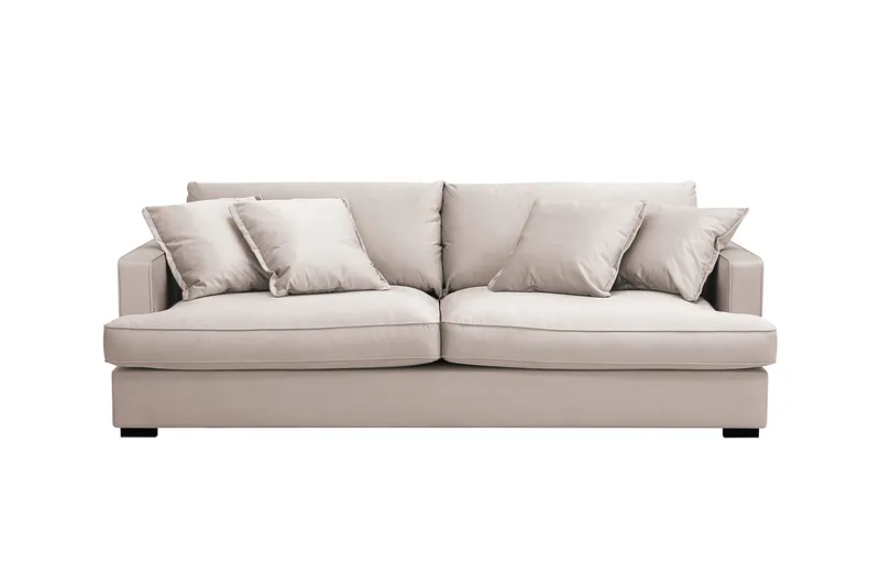 Rossita Lyx 2,5-seters ekstra dyp sofa i fløyel, Beige