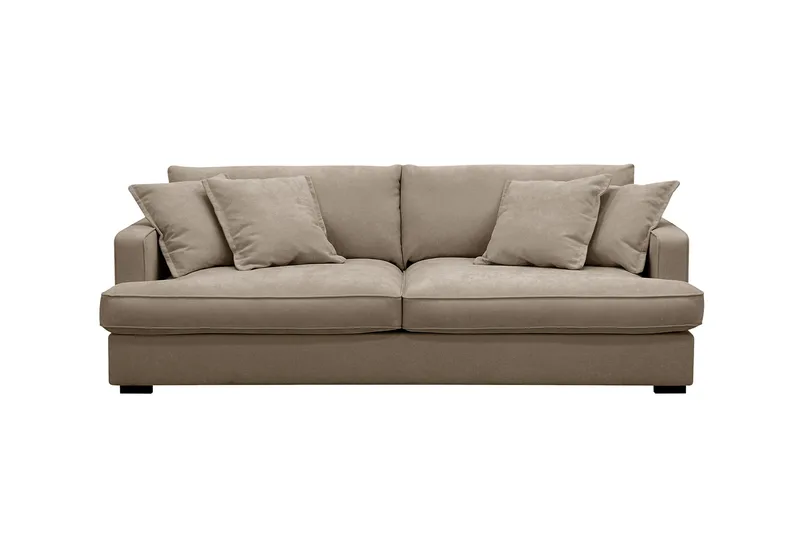Rossita Lyx 2,5-seters ekstra dyp sofa i stoff, Brun