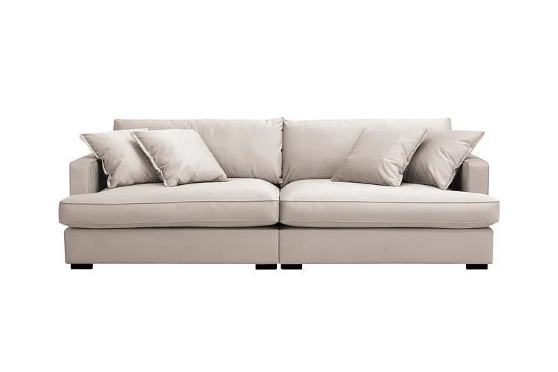 Rossita Lyx 3-seters ekstra dyp sofa i fløyel, Beige