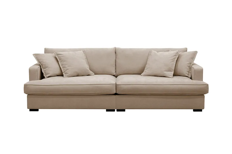 Rossita Lyx 3-seters ekstra dyp sofa i stoff, Lysebrun