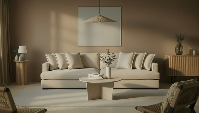 Rossita Lyx 4-seters Ekstra Dyp Sofa i Chenille - Beige - Møbler - Sofaer - 4 seter sofa