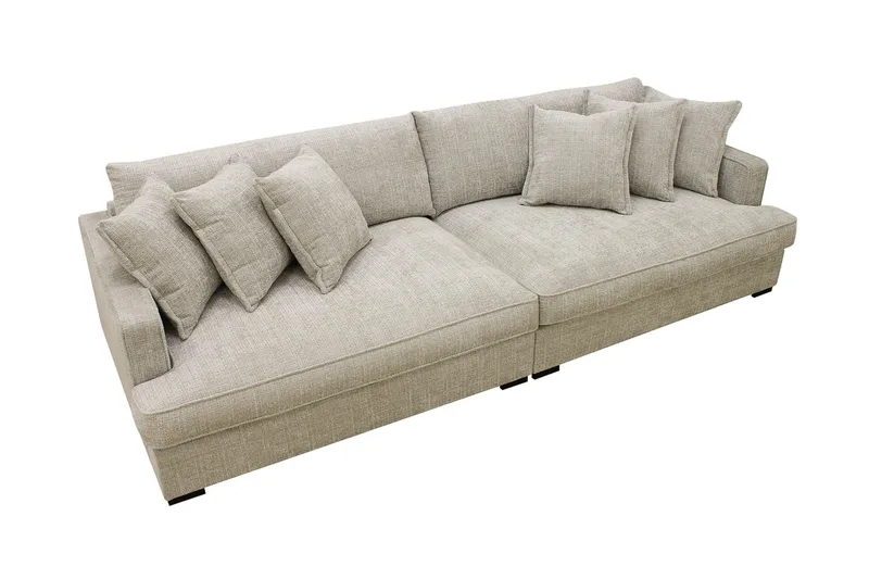 Rossita Lyx 4-seters Ekstra Dyp Sofa i Chenille - Grå / Beige - Møbler - Sofaer - 4 seter sofa