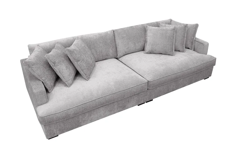 Rossita Lyx 4-seters Ekstra Dyp Sofa i Chenille - Grå - Møbler - Sofaer - 4 seter sofa
