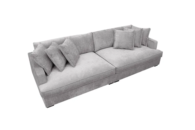 Rossita Lyx 4-seters Ekstra Dyp Sofa i Chenille - Grå - Møbler - Sofaer - 4 seter sofa