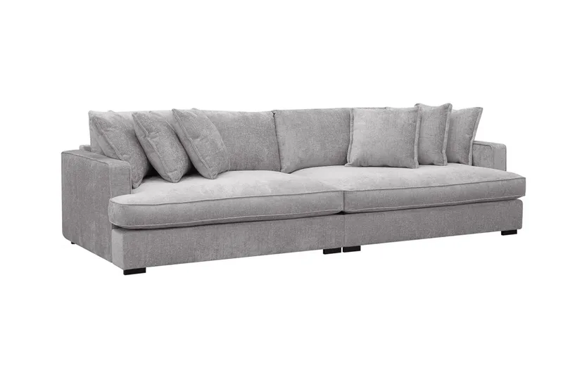 Rossita Lyx 4-seters Ekstra Dyp Sofa i Chenille - Grå - Møbler - Sofaer - 4 seter sofa