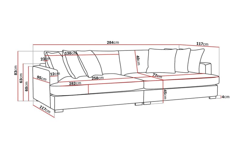 Rossita Lyx 4-seters Ekstra Dyp Sofa i Kordfløyel - Greige - Møbler - Sofaer - 4 seter sofa