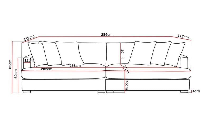 Rossita Lyx 4-seters Ekstra Dyp Sofa i Stoff - Beige - Møbler - Sofaer - 4 seter sofa