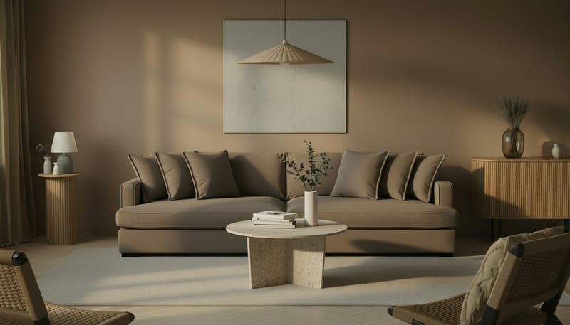 Rossita Lyx 4-seters Ekstra Dyp Sofa i Stoff - Brun - Møbler - Sofaer - 4 seter sofa