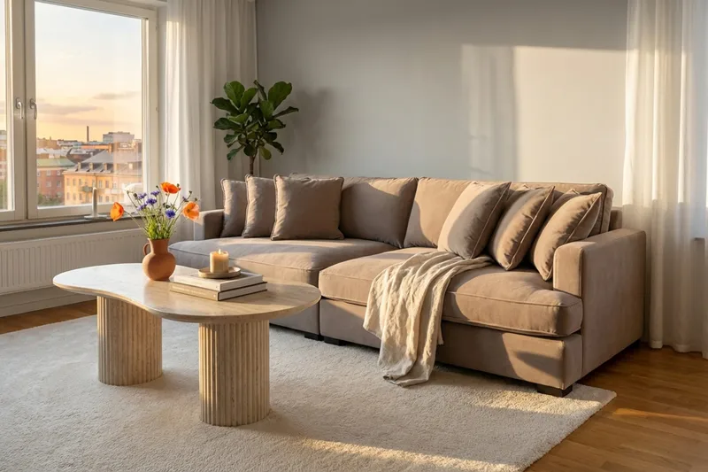 Rossita Lyx 4-seters ekstra dyp stoffsofa - Brun - Møbler - Sofaer - 4 seter sofa