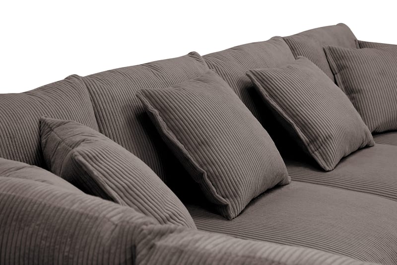 Rossita Lyx 5-seter Høyrevendt U-formet Ekstra dyp Sofa med Divan og Sjeselong i Kordfløyel - Brun - Møbler - Sofaer - U-sofa
