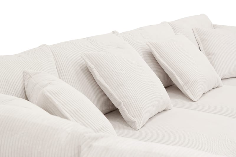 Rossita Lyx 5-seter Høyrevendt U-formet Ekstra dyp Sofa med Divan og Sjeselong i Kordfløyel - Naturhvit - Møbler - Sofaer - U-sofa