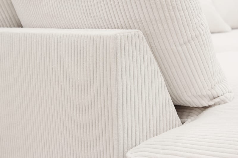 Rossita Lyx 5-seter Høyrevendt U-formet Ekstra dyp Sofa med Divan og Sjeselong i Kordfløyel - Naturhvit - Møbler - Sofaer - U-sofa