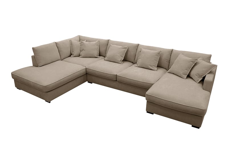 Rossita Lyx 5-seter Høyrevendt U-formet Ekstra dyp Sofa med Divan og Sjeselong i Stoff - Brun - Møbler - Sofaer - U-sofa