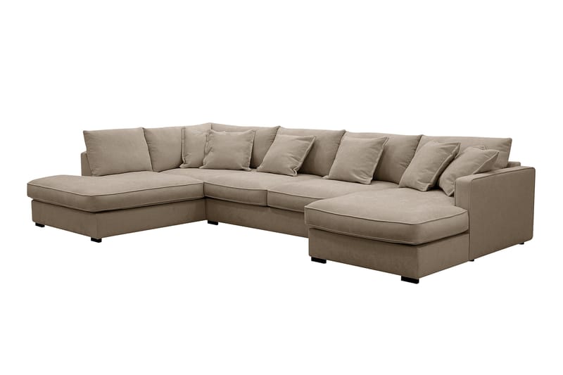 Rossita Lyx 5-seter Høyrevendt U-formet Ekstra dyp Sofa med Divan og Sjeselong i Stoff - Brun - Møbler - Sofaer - U-sofa