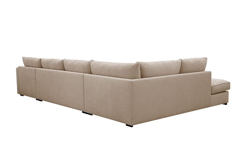 Rossita Lyx 5-seter Høyrevendt U-formet Ekstra dyp Sofa med Divan og Sjeselong i Stoff - Lys brun - Møbler - Sofaer - U-sofa