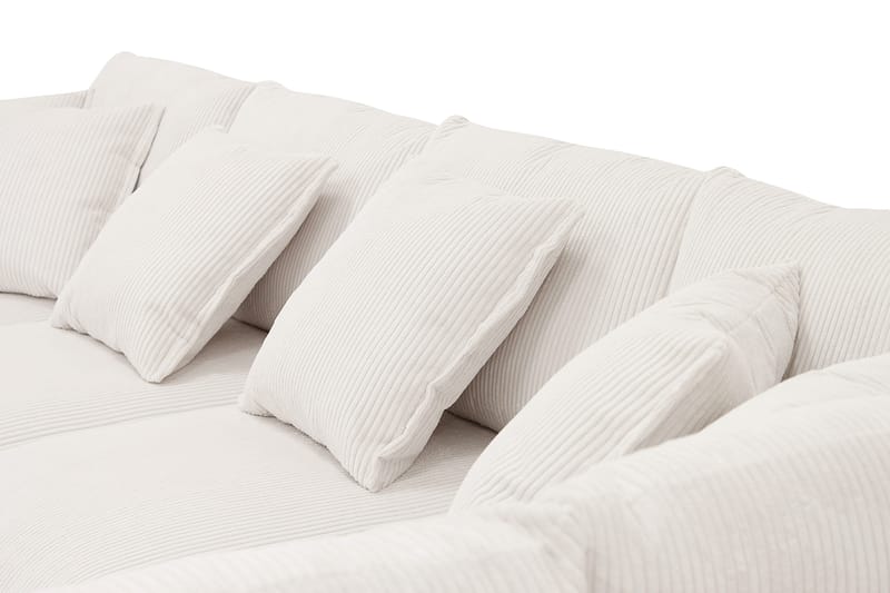Rossita Lyx 5-seter Venstrevendt U-formet Ekstra dyp Sofa med Divan og Sjeselong i Kordfløyel - Naturhvit - Møbler - Sofaer - U-sofa