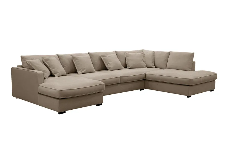 Rossita Lyx 5-seter Venstrevendt U-formet Ekstra dyp Sofa med Divan og Sjeselong i Stoff - Brun - Møbler - Sofaer - U-sofa